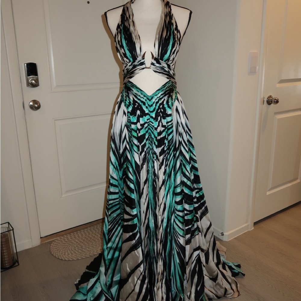 Roberto Cavalli Black and White Patterned Dress